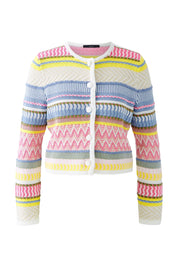 Strickjacke aus Baumwolle - 0335-pink blue - Mehrfarbig