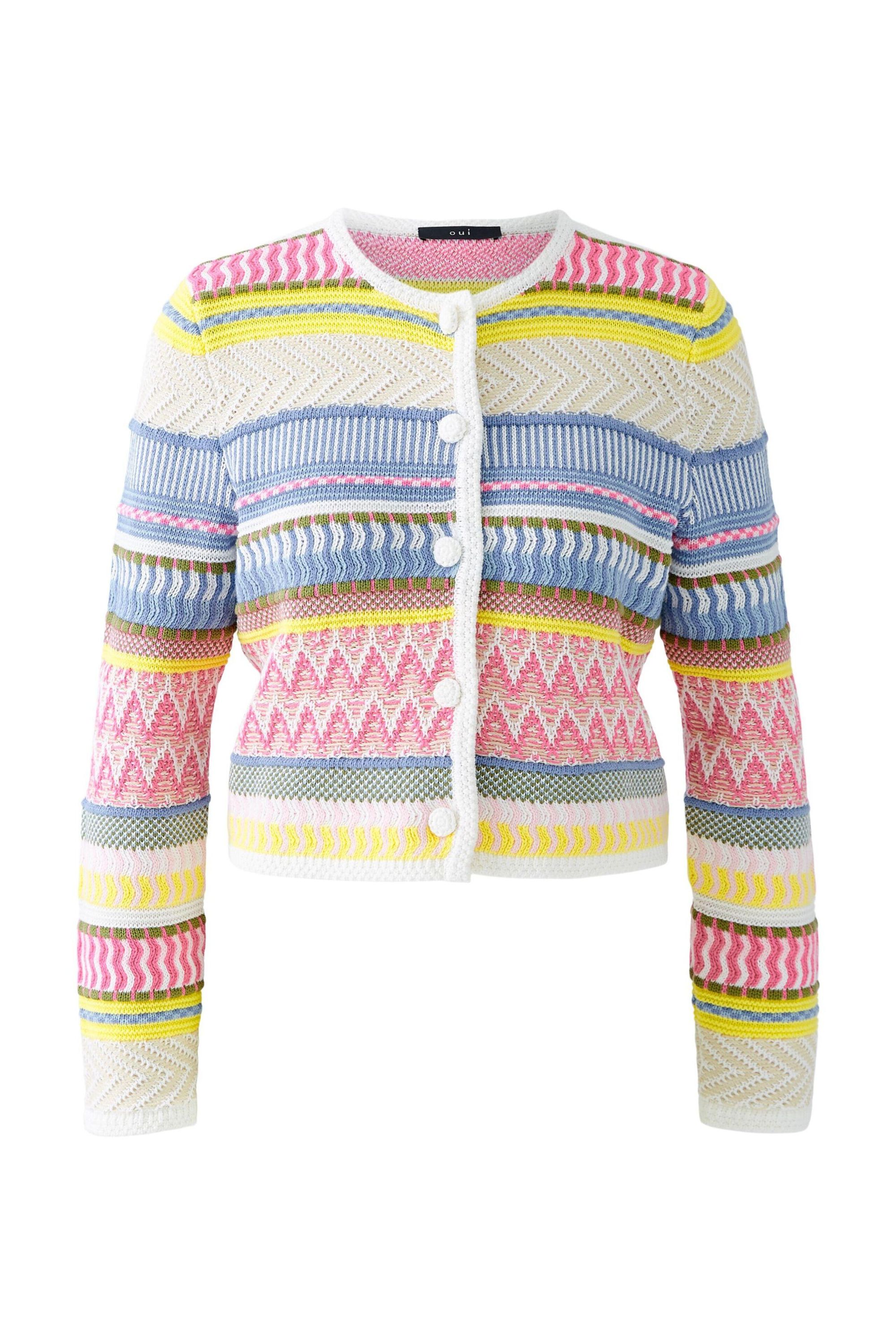 Strickjacke aus Baumwolle - 0335-pink blue - Mehrfarbig