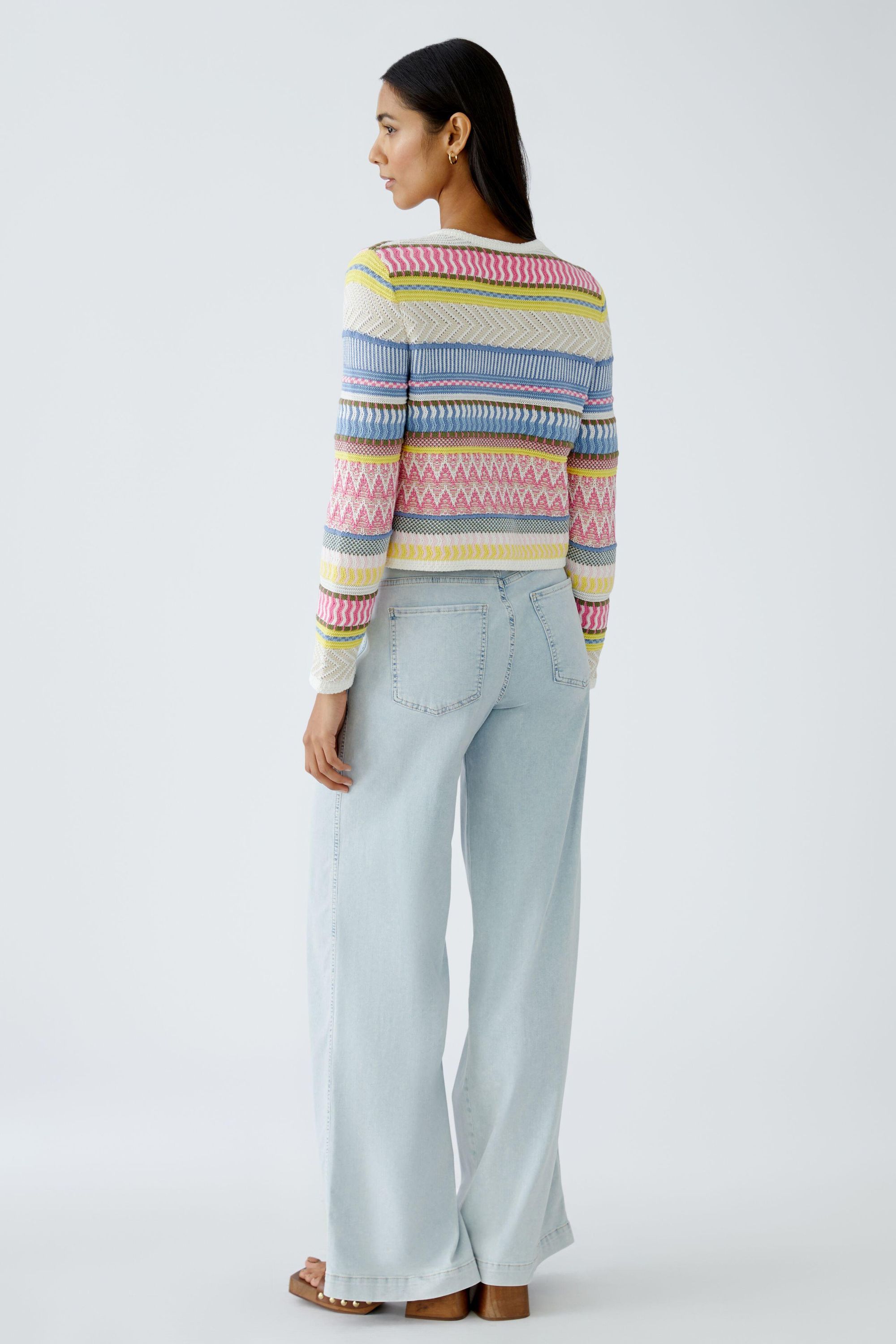 Strickjacke aus Baumwolle - 0335-pink blue - Mehrfarbig
