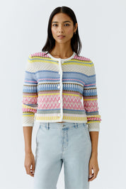 Strickjacke aus Baumwolle - 0335-pink blue - Mehrfarbig