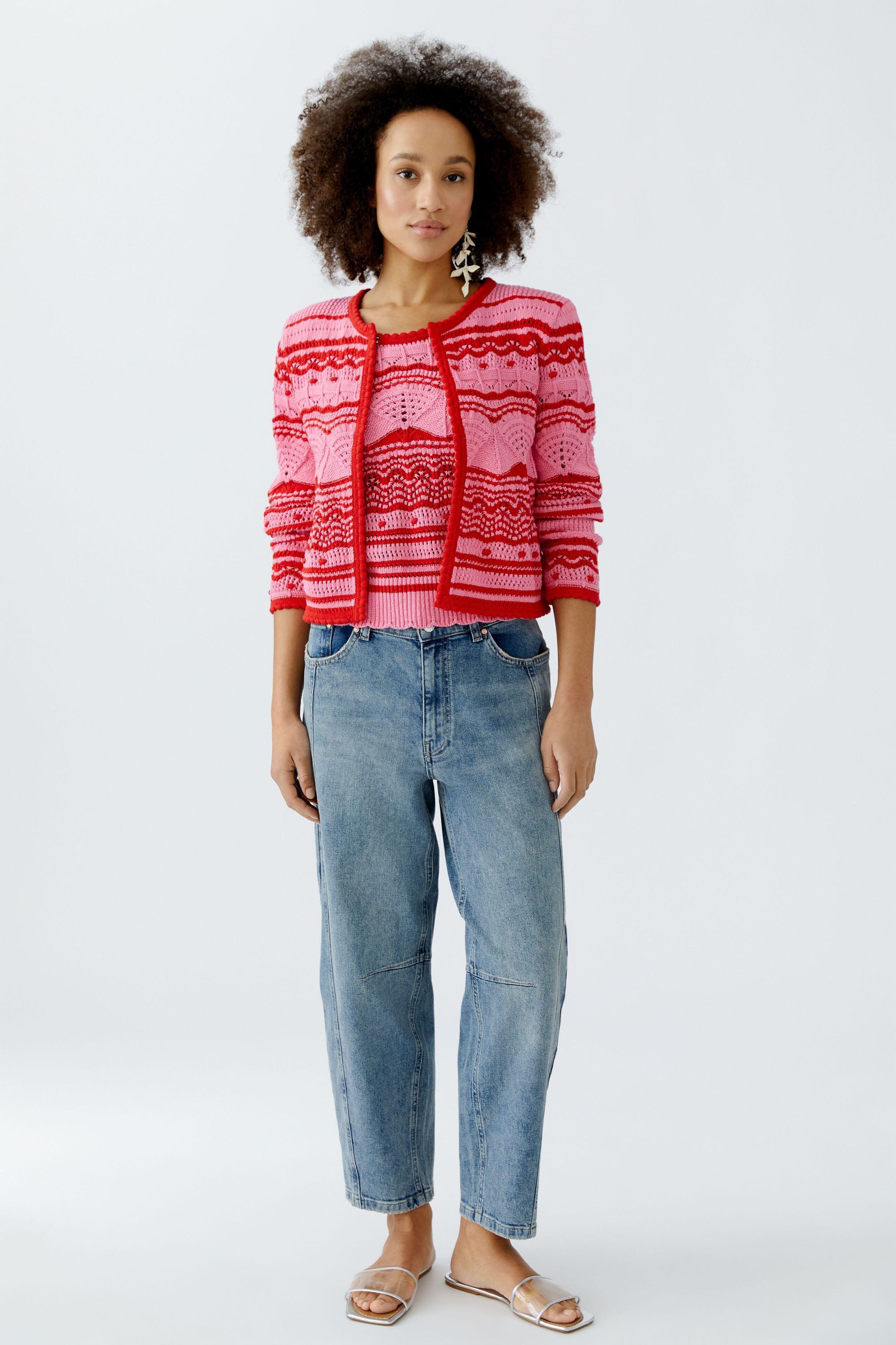 Strickjacke aus Baumwolle - 0333-pink rose - Rosa