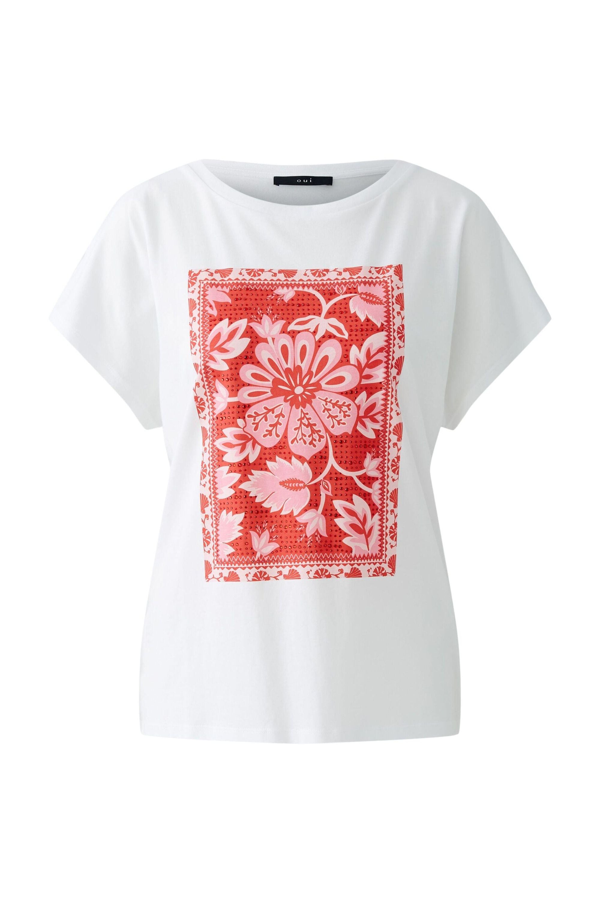 T-Shirt aus Baumwollmix - 1002-optic white - Weiß