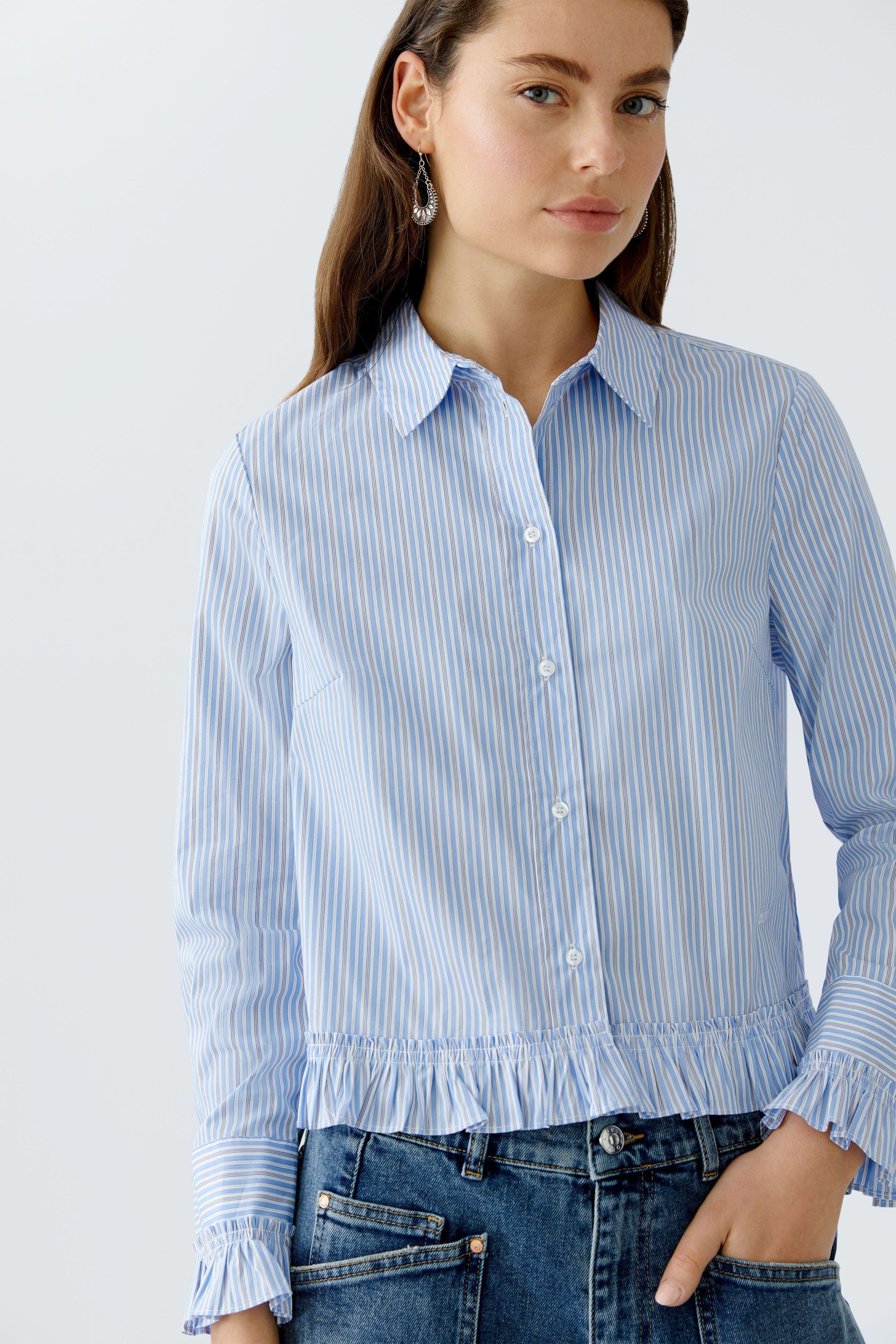 Bluse gestreift Boxy Fit - 0521-lt blue white - Blau