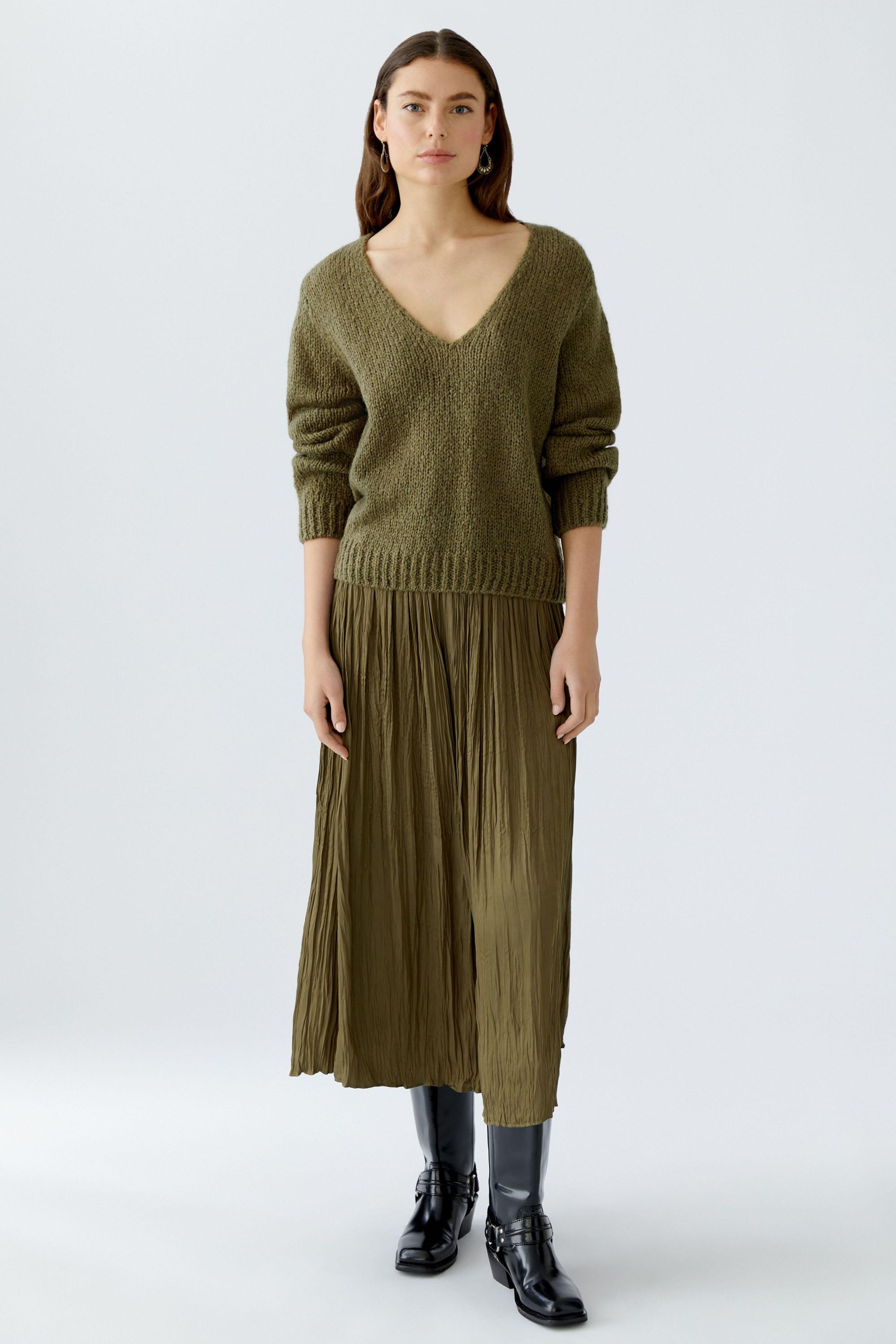 Strickpullover aus Wollmix - 6736-burnt olive - Grün