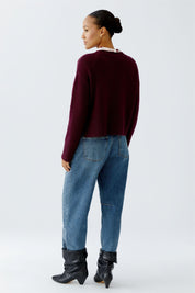 Strickpullover aus Wollmix - 3912-bramble berry - Rot