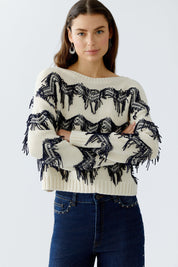 Strickpullover aus Baumwolle - 0105-white blue - Weiß | Blau