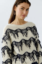 Strickpullover aus Baumwolle - 0105-white blue - Weiß | Blau
