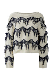 Strickpullover aus Baumwolle - 0105-white blue - Weiß | Blau