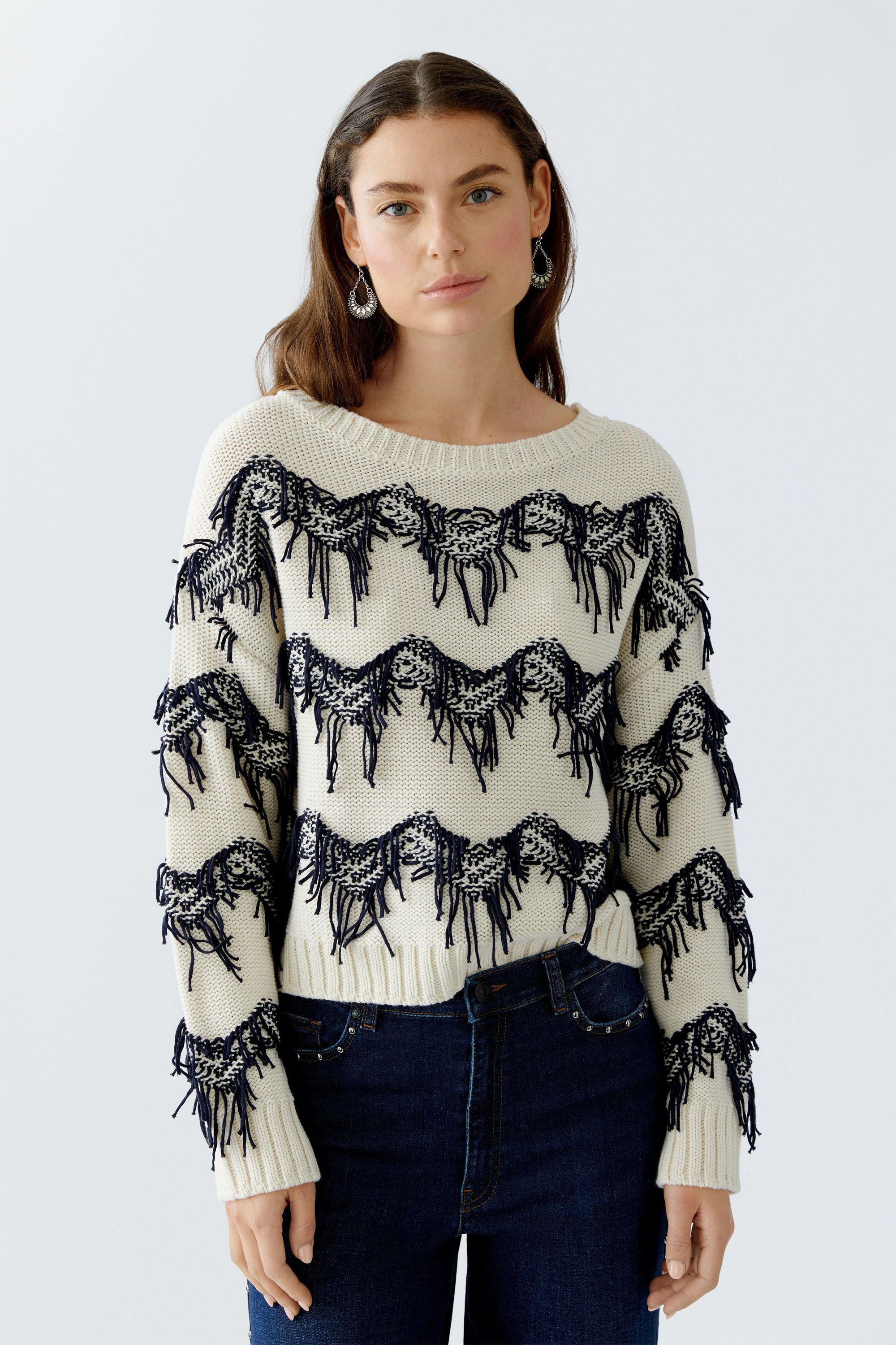 Strickpullover aus Baumwolle - 0105-white blue - Weiß | Blau