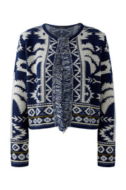 Strickjacke aus Wollmix - 0571-dk blue white - Blau | Weiß