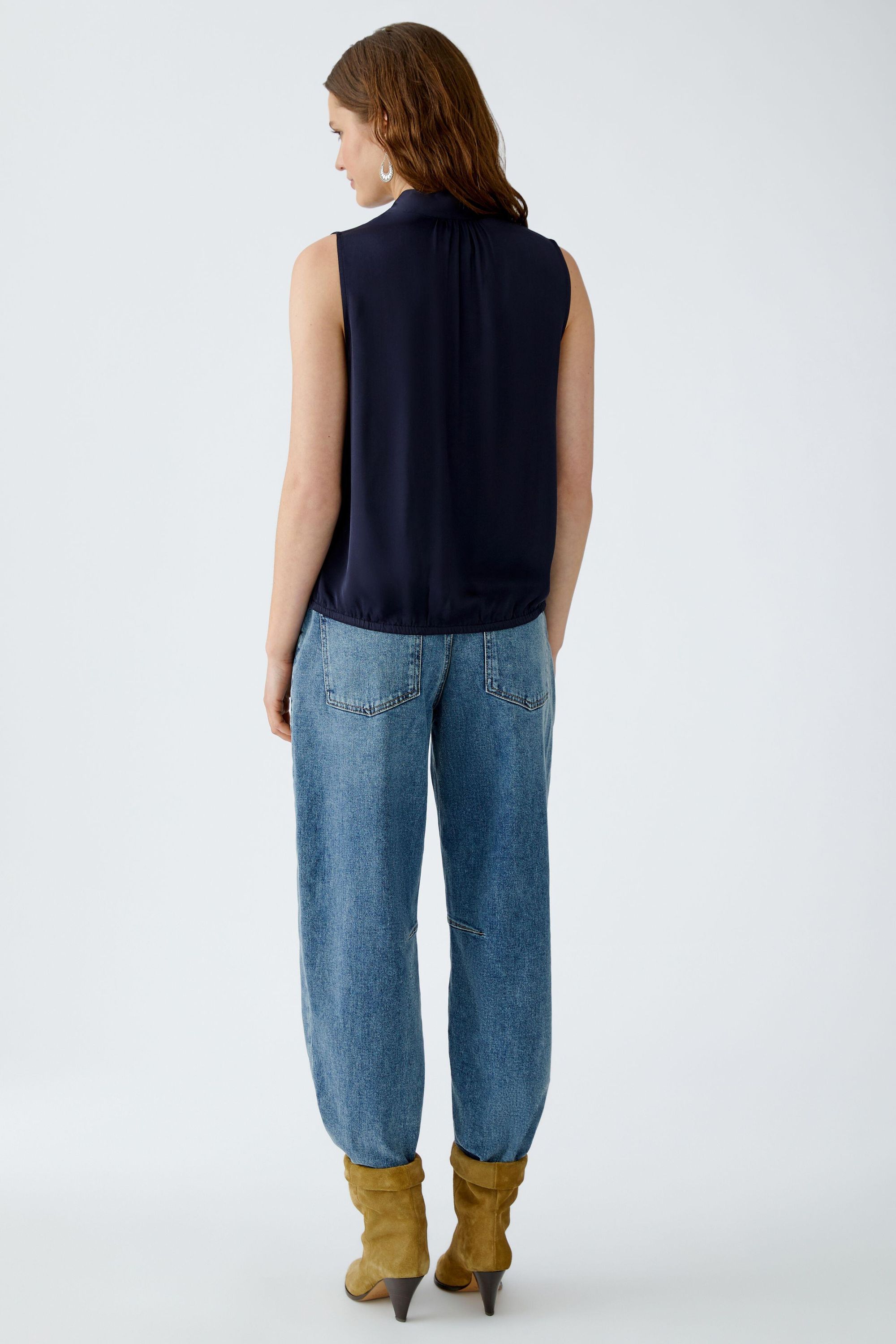 Schluppenbluse aus Viskose - 5742-darkblue - Blau