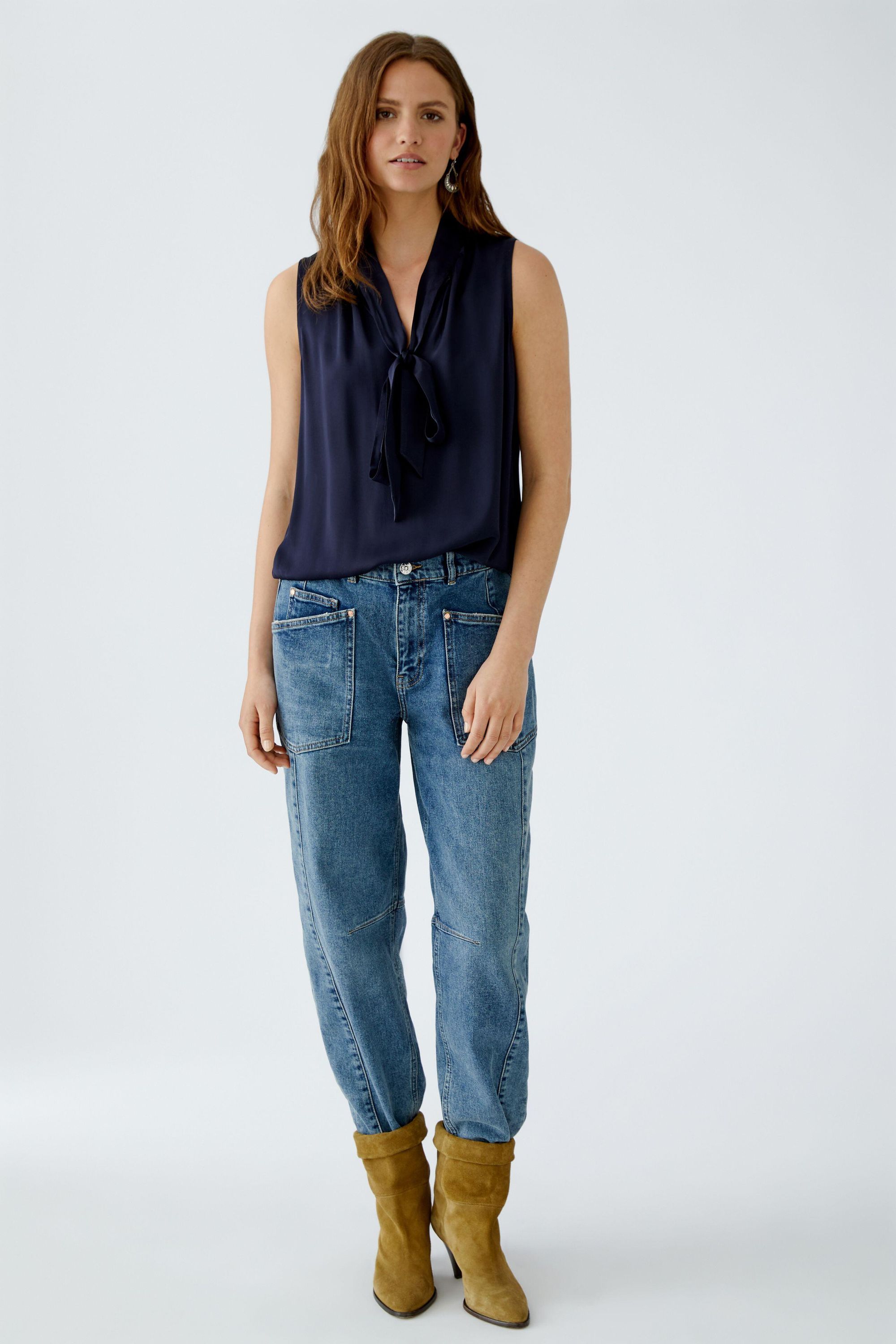 Schluppenbluse aus Viskose - 5742-darkblue - Blau