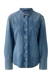 Jeansbluse aus Baumwolle - 5300-blue denim - Blau