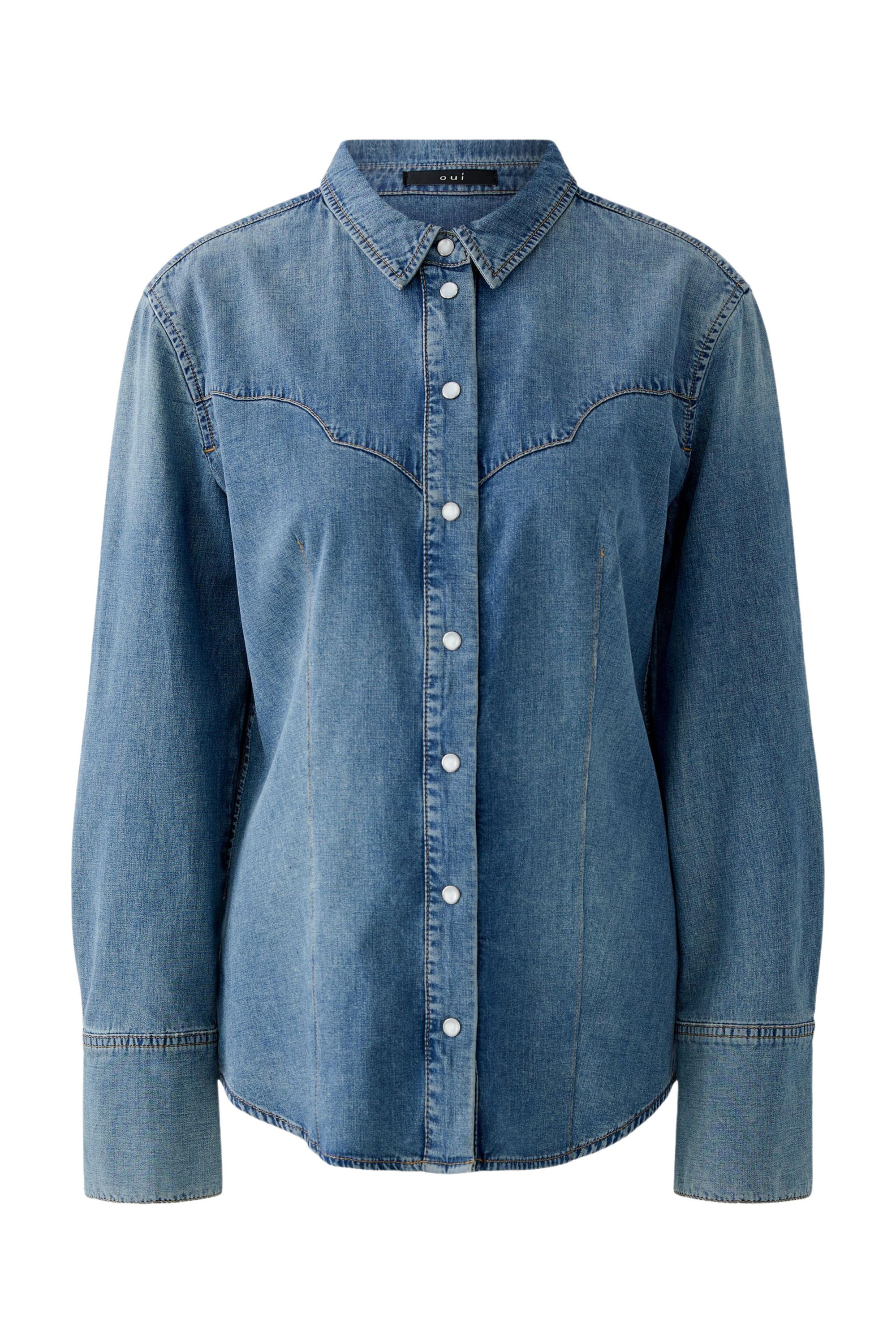 Jeansbluse aus Baumwolle - 5300-blue denim - Blau