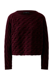Pullover mit Zopfmuster - 3912-bramble berry - Rot