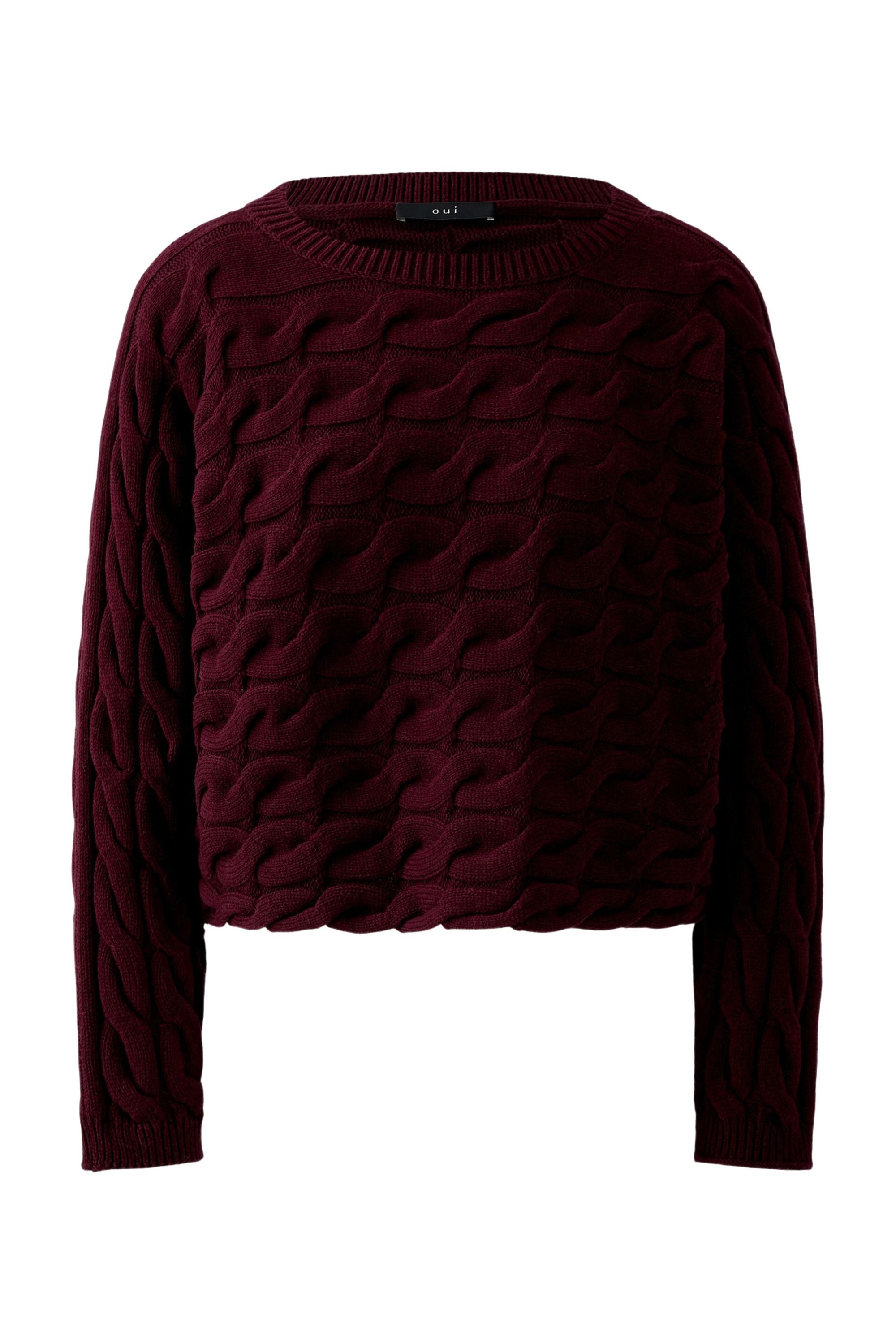 Pullover mit Zopfmuster - 3912-bramble berry - Rot