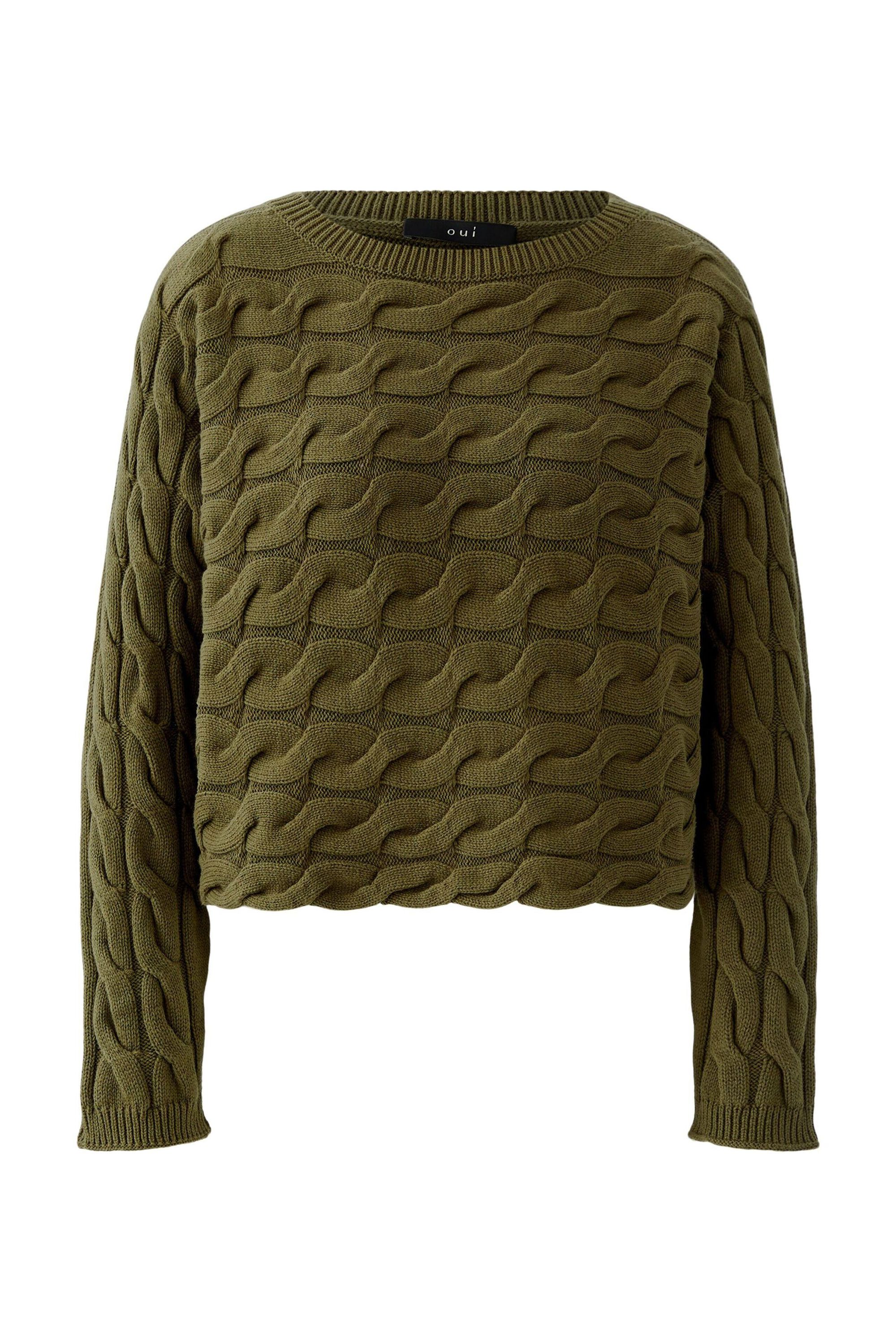 Pullover mit Zopfmuster - 6736-burnt olive - Grün