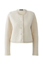 Strickjacke aus Wollmix - 1151-offwhite mel - Creme