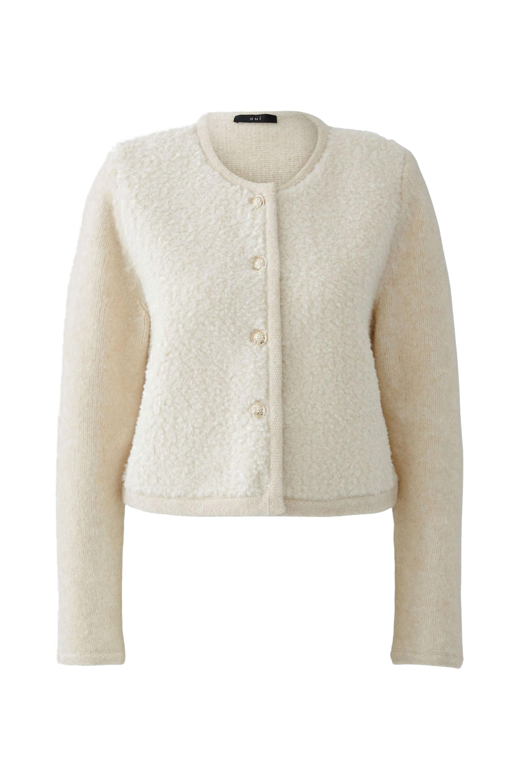 Strickjacke aus Wollmix - 1151-offwhite mel - Creme