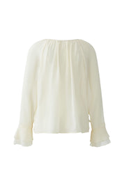 Bluse aus transparentem Crêpe - 1088-whitecap gray - Creme