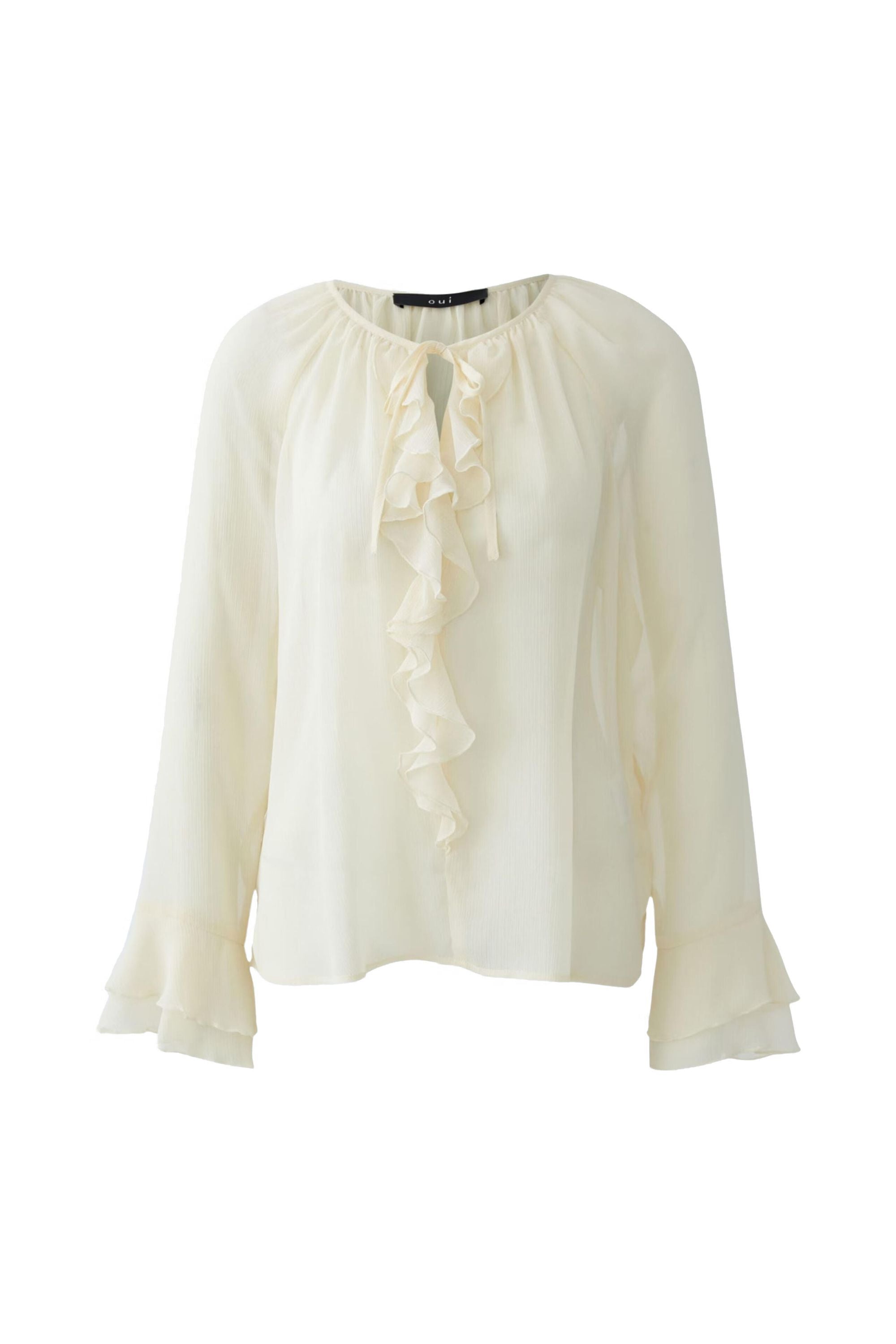 Bluse aus transparentem Crêpe - 1088-whitecap gray - Creme