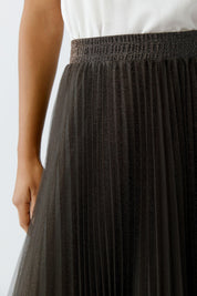 Plisseerock Midi aus Mesh - 8828-espresso - Grün