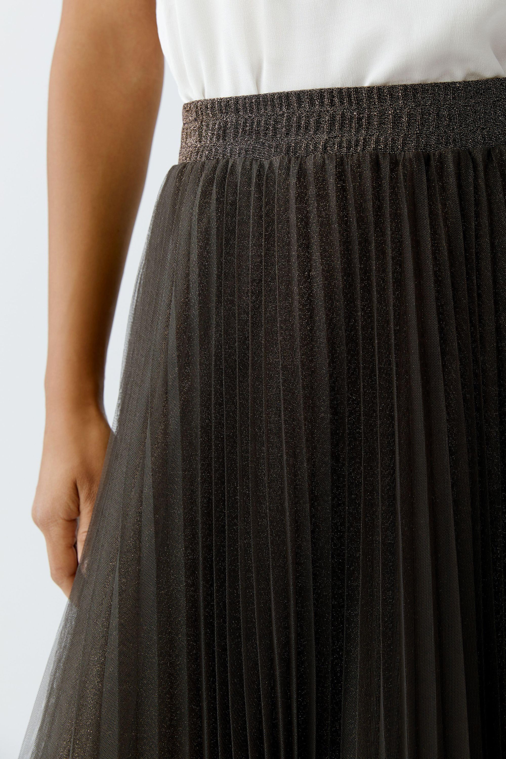 Plisseerock Midi aus Mesh - 8828-espresso - Grün