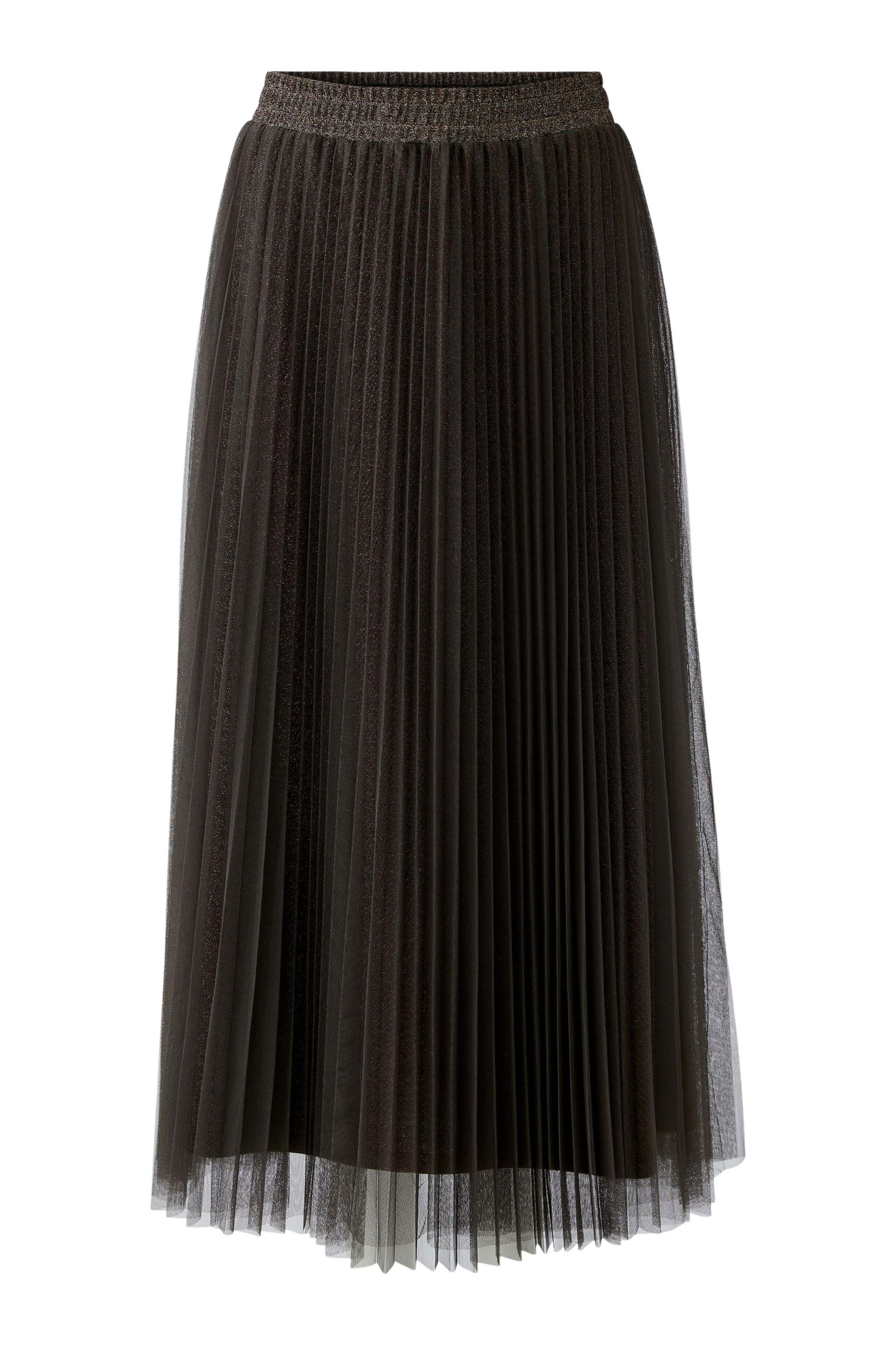 Plisseerock Midi aus Mesh - 8828-espresso - Grün