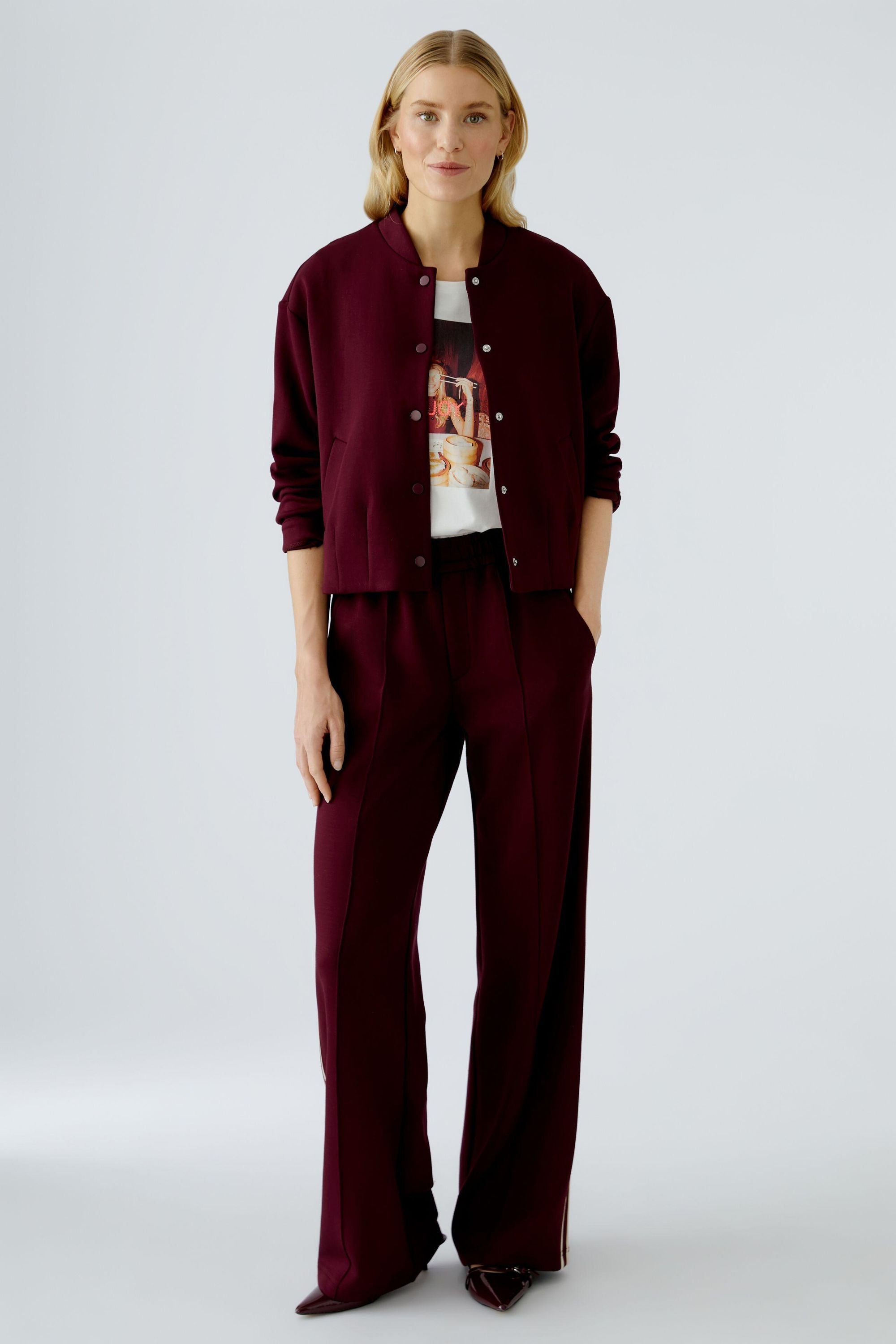 Schlupfhose Wide Leg - 0391-dark red white - Rot