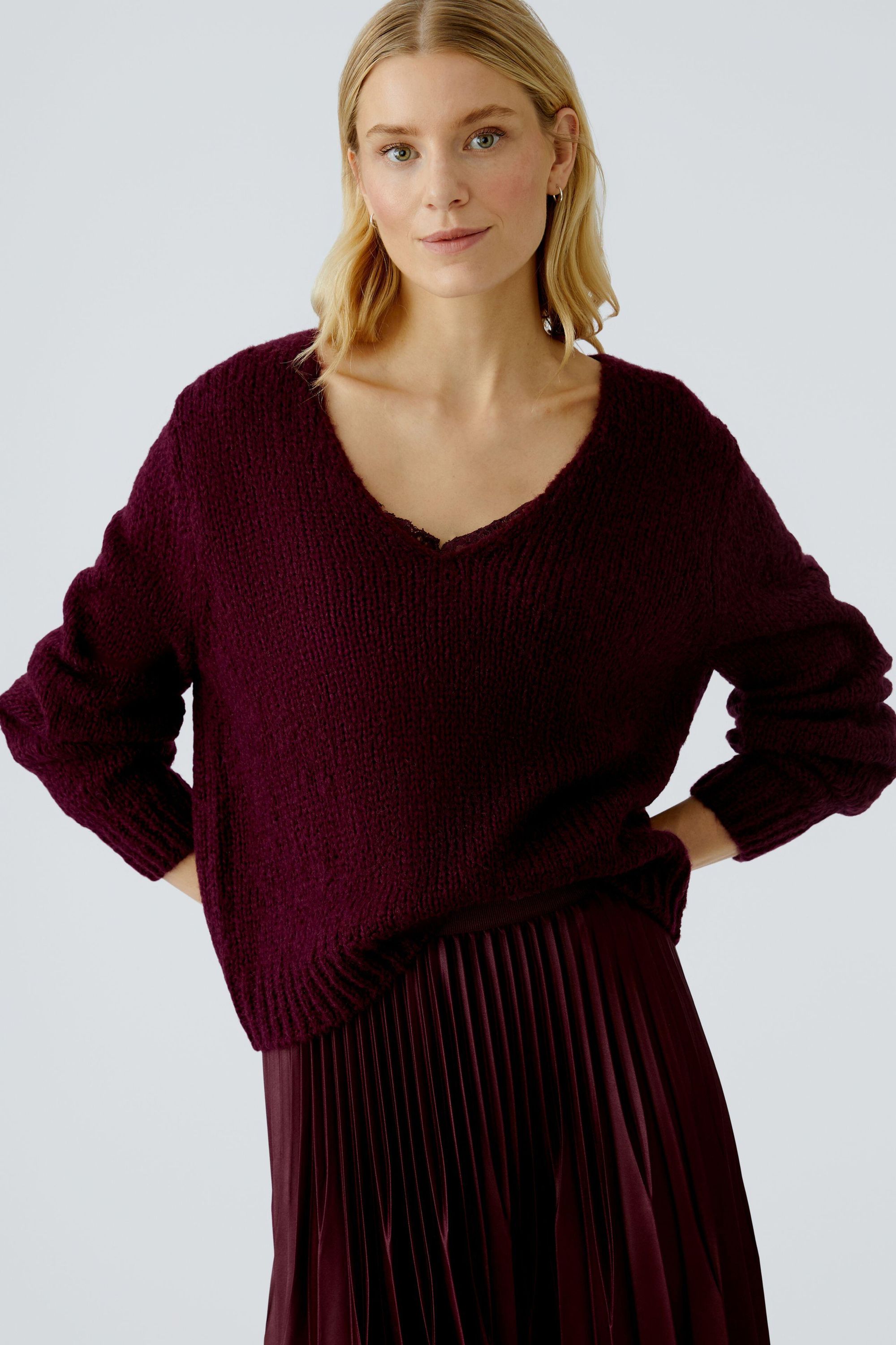 Strickpullover aus Wollmix - 3912-bramble berry - Rot