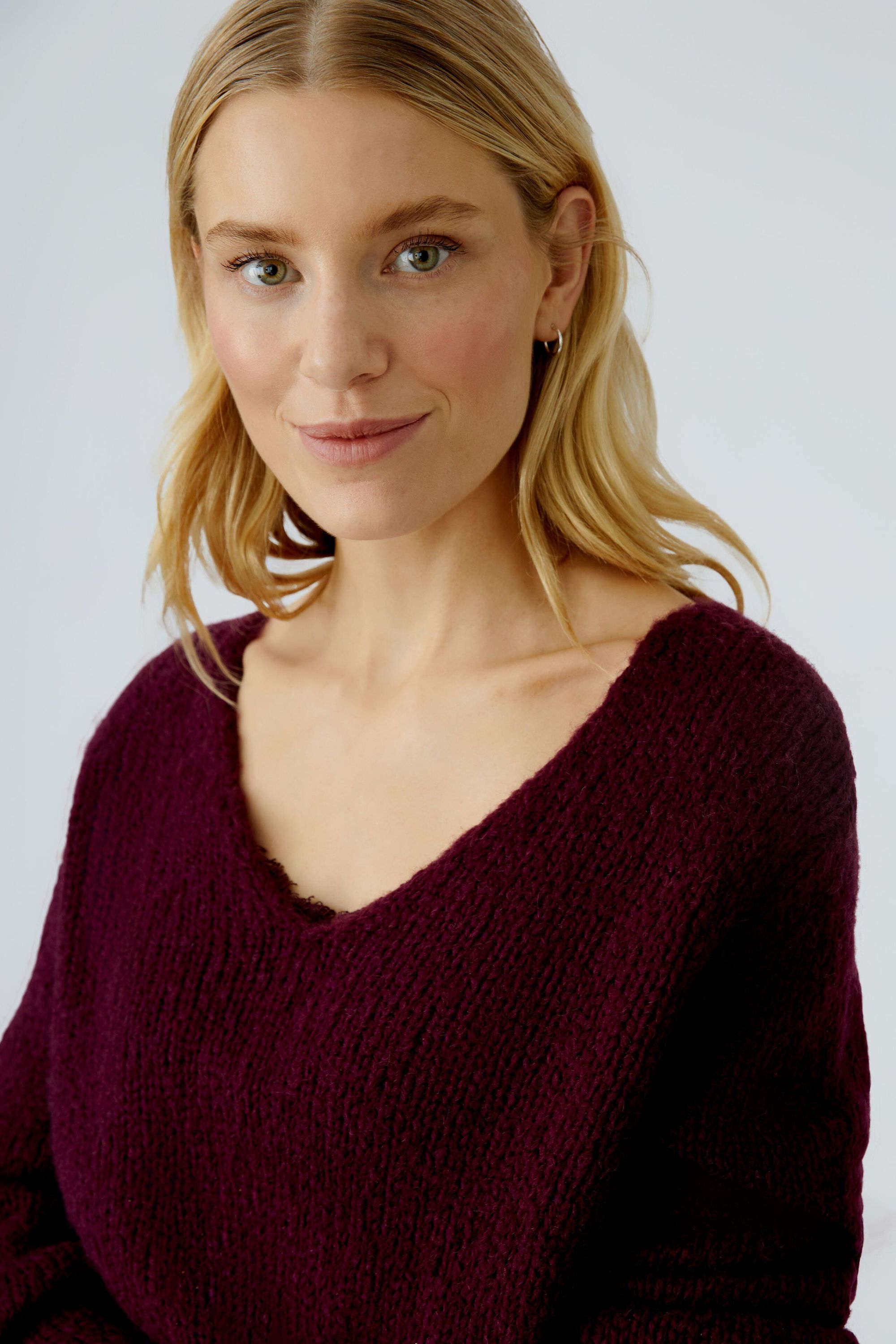 Strickpullover aus Wollmix - 3912-bramble berry - Rot