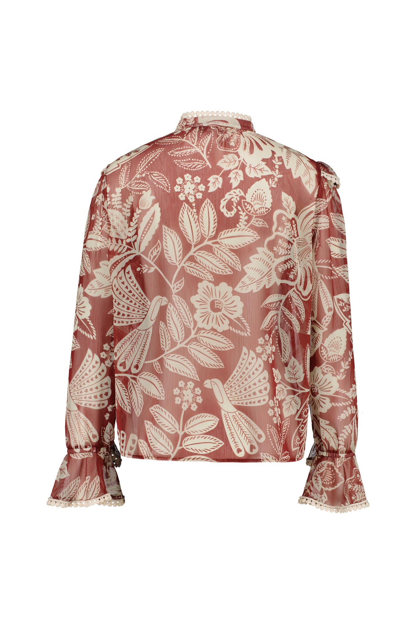 Schlupfbluse mit Stehkragen - 0371-red white - Rot