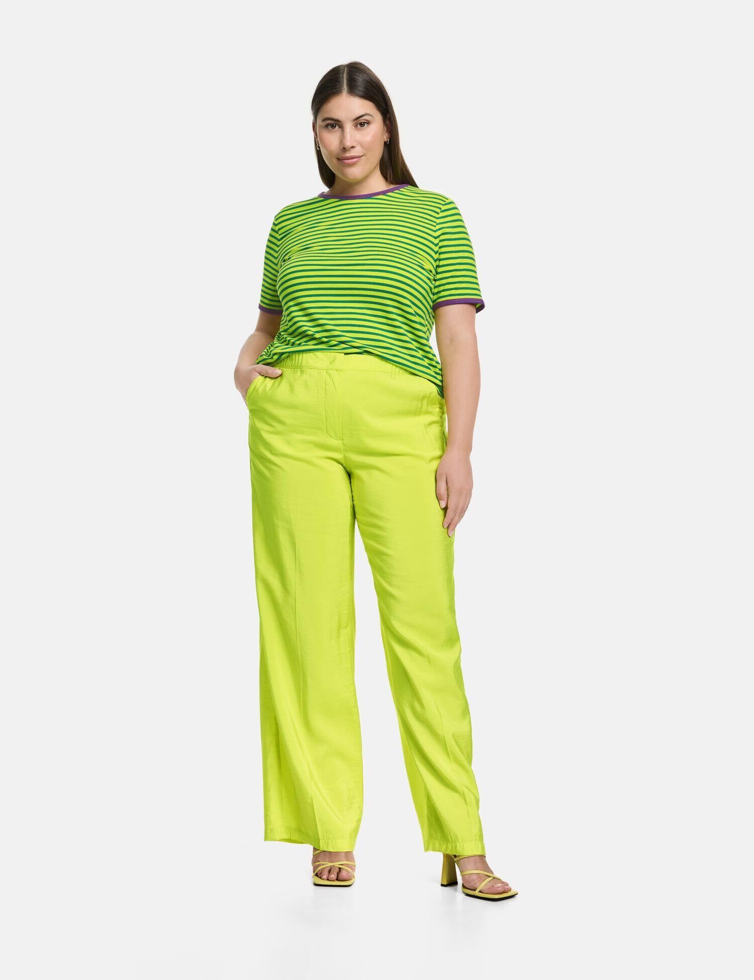 Weite Hose mit feinem Schimmer Carlotta - 05600 LEMON GREEN - Gelb