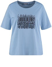 T-Shirt mit Pailetten-Details - 08952 CERULEAN GEMUSTERT - Blau