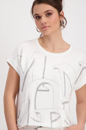 T-Shirt mit Steinchen - 102 off-white - Weiß