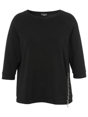 Sweatshirt mit 3/4 Arm - 100 - Schwarz