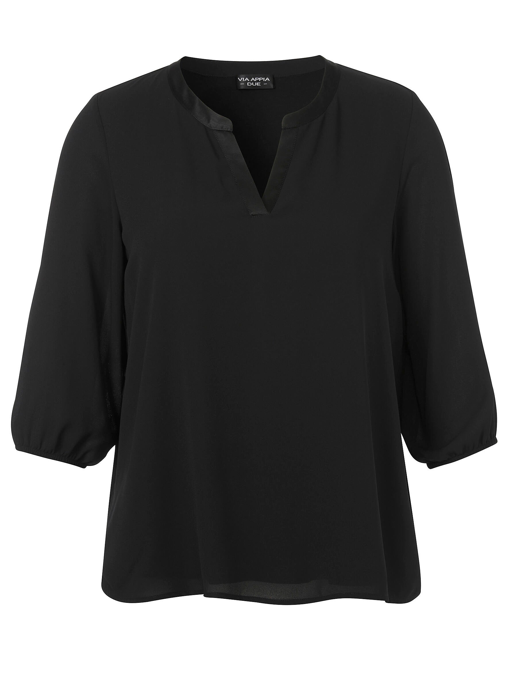 Bluse mit V-Ausschnitt - 100 - Schwarz