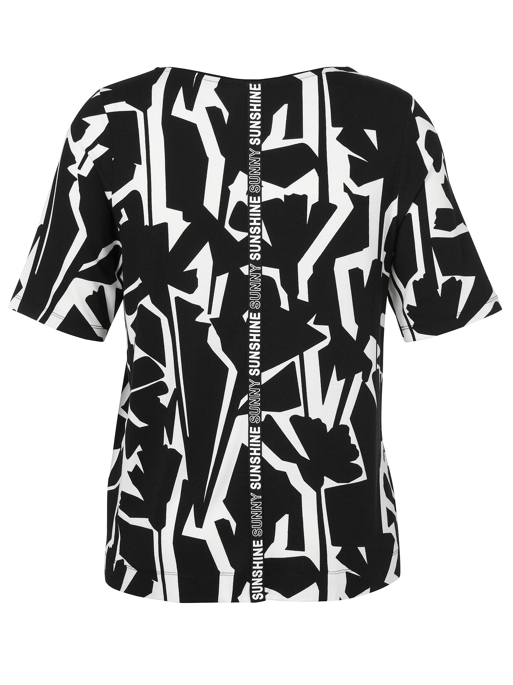 T-Shirt gemustert aus Viskose - 100950 - Schwarz | Weiß
