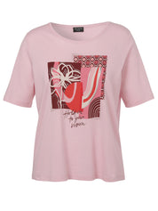 T-Shirt aus Baumwollmix - 673-rosa multicolor - Rosa