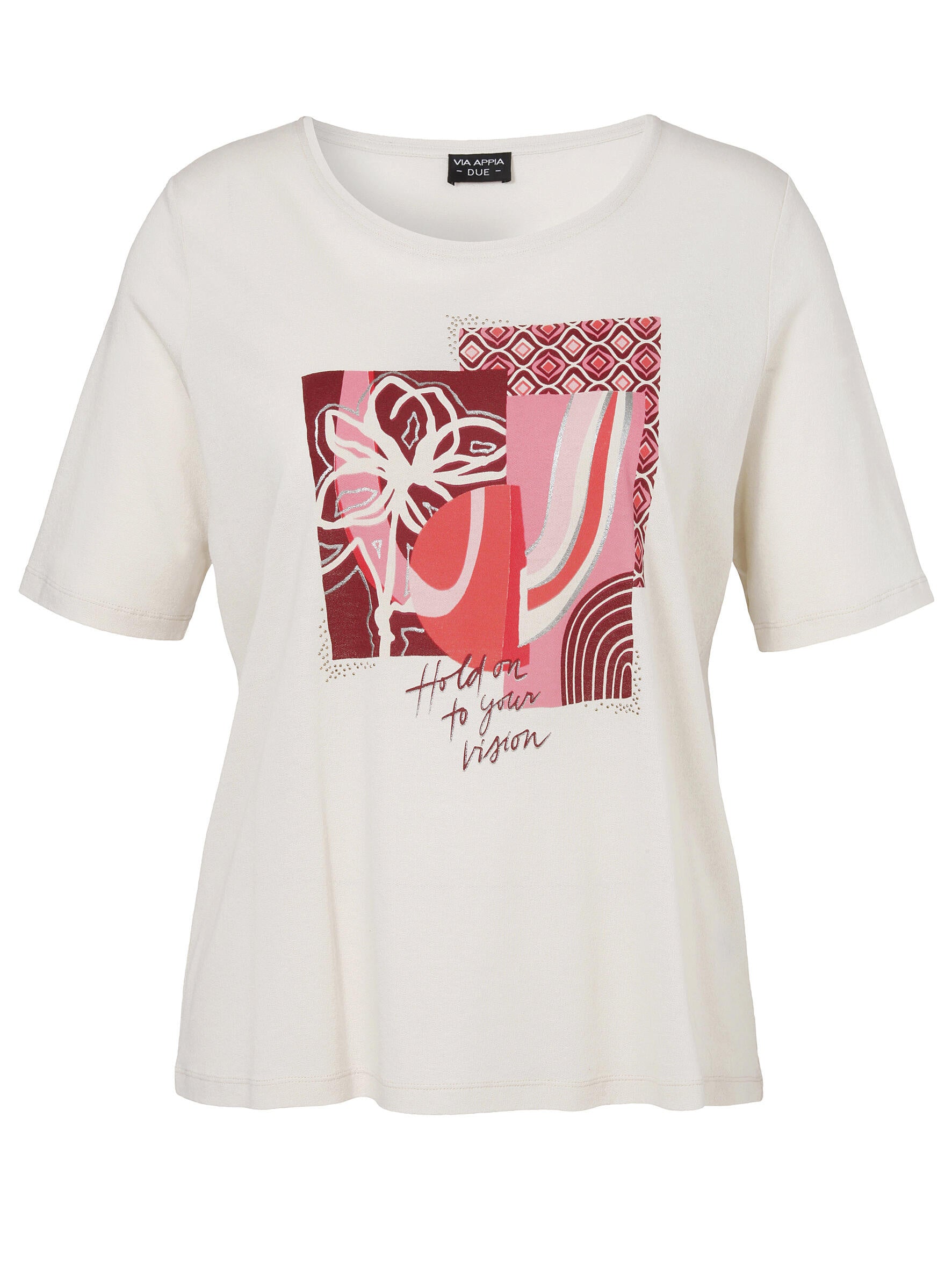 T-Shirt aus Baumwollmix - 783-champagner multicol - Beige