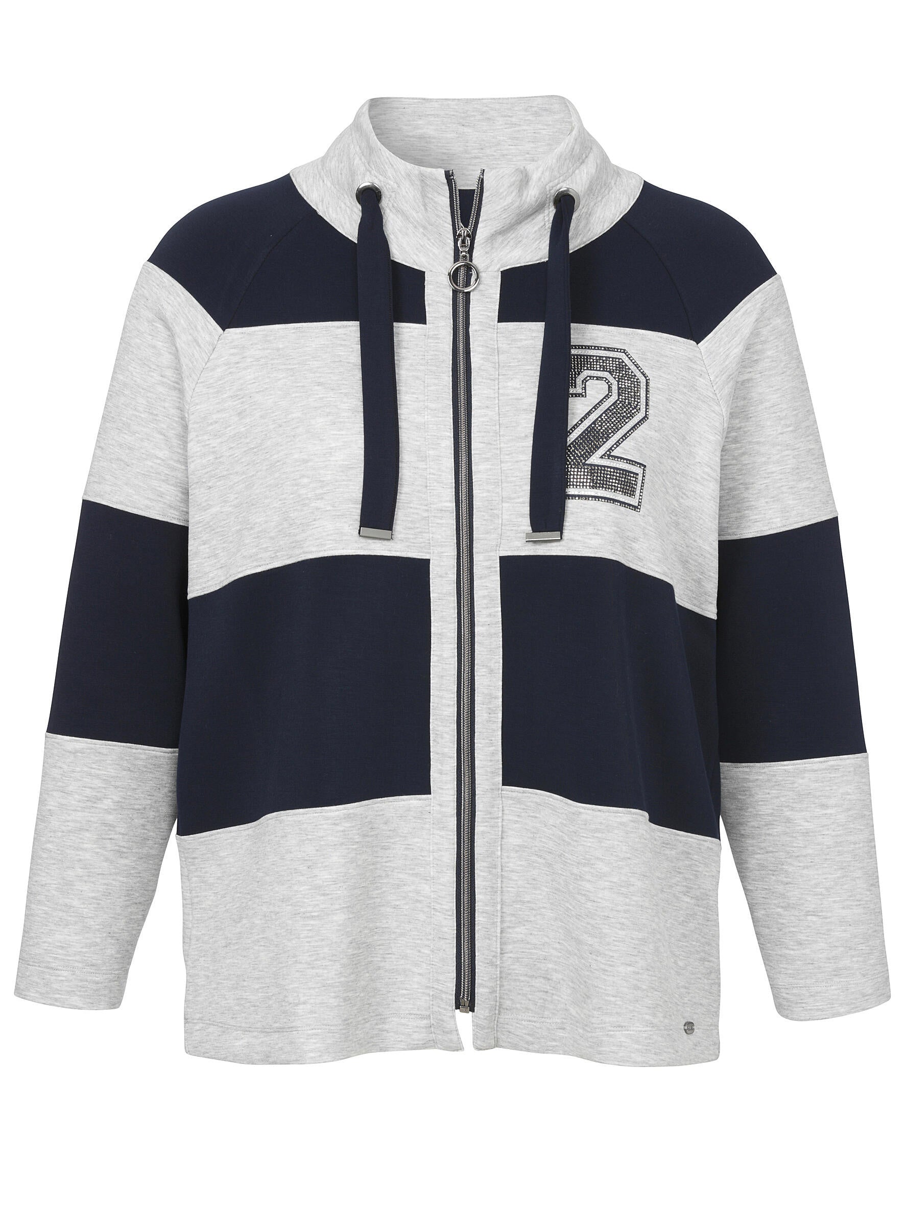 Sweatshirtjacke aus Viskosemix - 171800-silber / dunkelblau - Blau