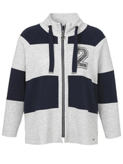 Sweatshirtjacke aus Viskosemix - 171800-silber / dunkelblau - Blau