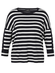 Pullover aus Viskose - 800950-dunkelblau / ecru - Blau | Weiß