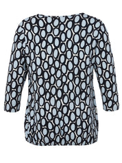 T-Shirt aus Viskose - 803-dunkelblau multicol - Blau