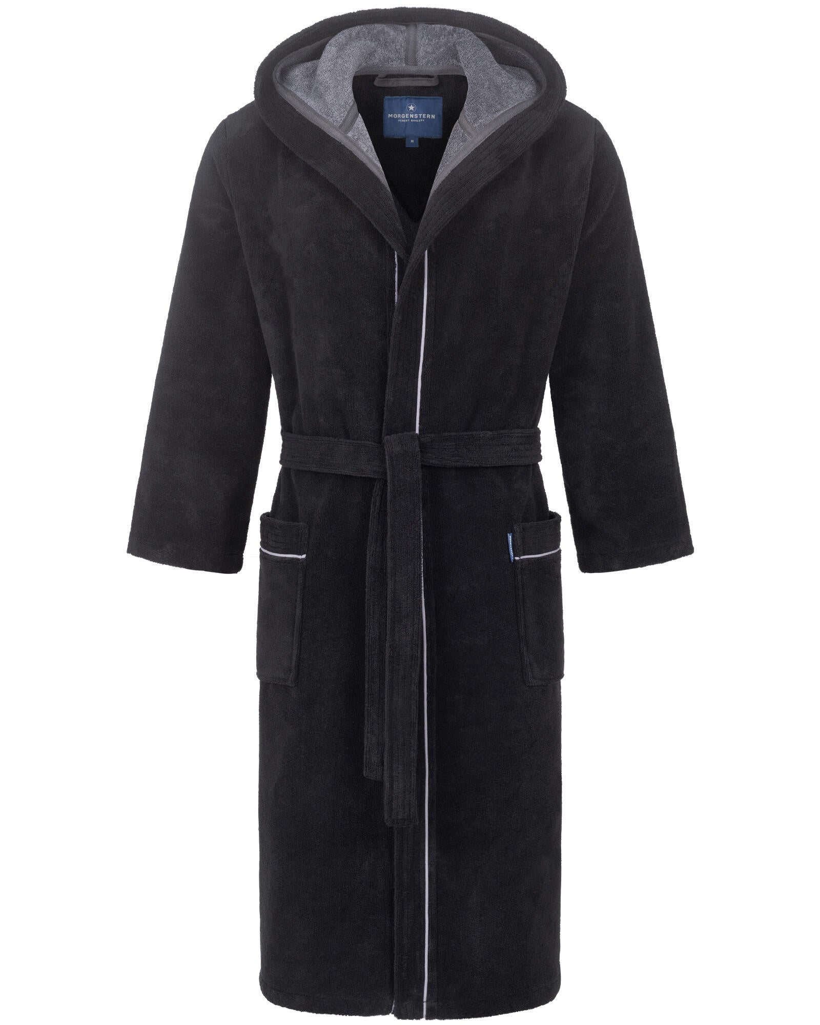 Bademantel DANIEL - 410-schwarz/anthr. - Schwarz