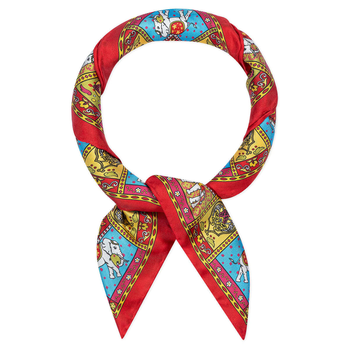 Seidentuch LUCKY ELEPHANT 53x53 - 4690-red mix - Rot