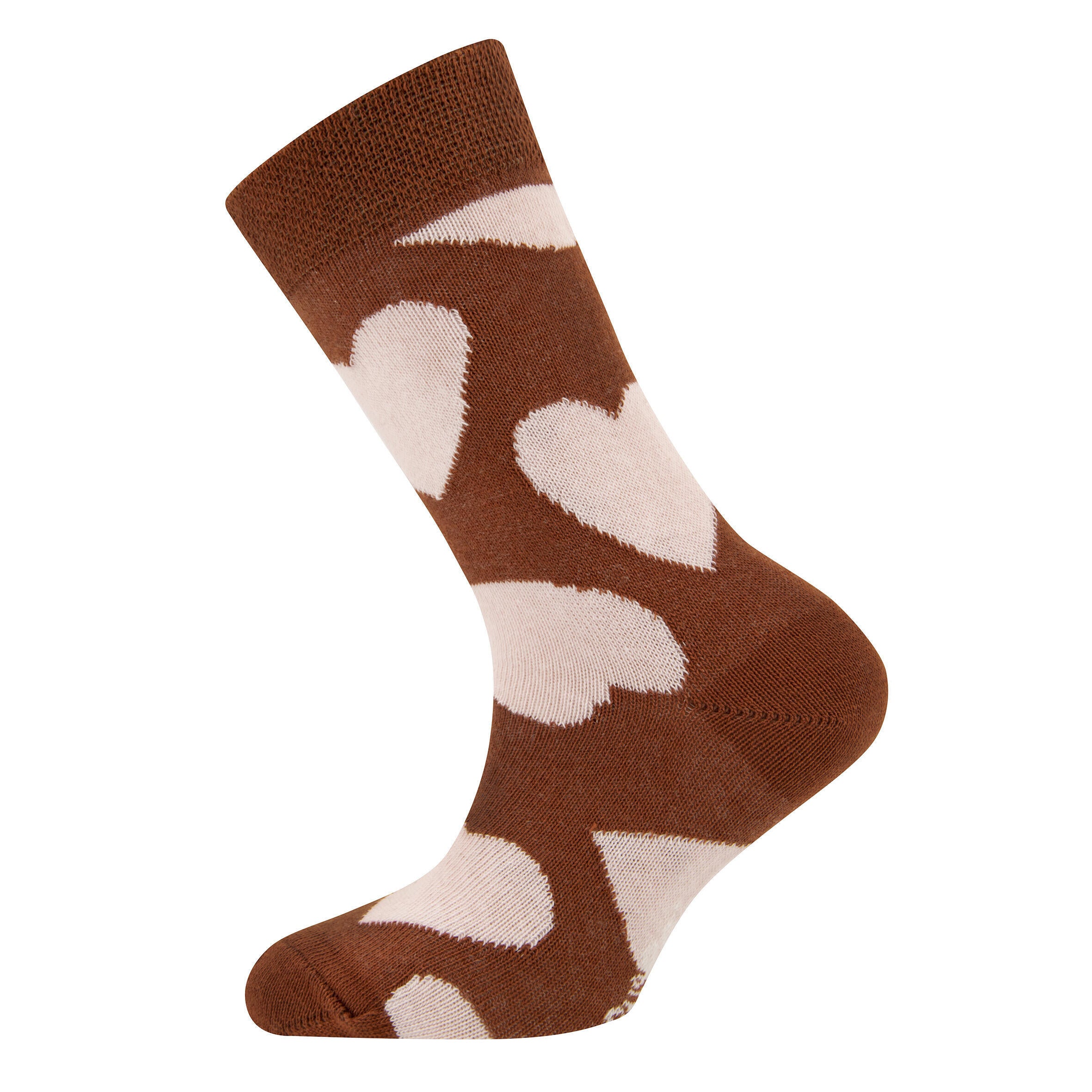 Lange Socken mit Streifen und Herzmuster - 2 - Braun | Rosa | Blau