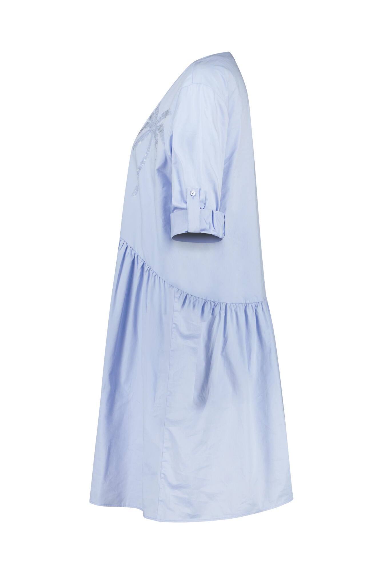 Hemdblusenkleid mit Pailletten-Details - 602-SKY - Blau