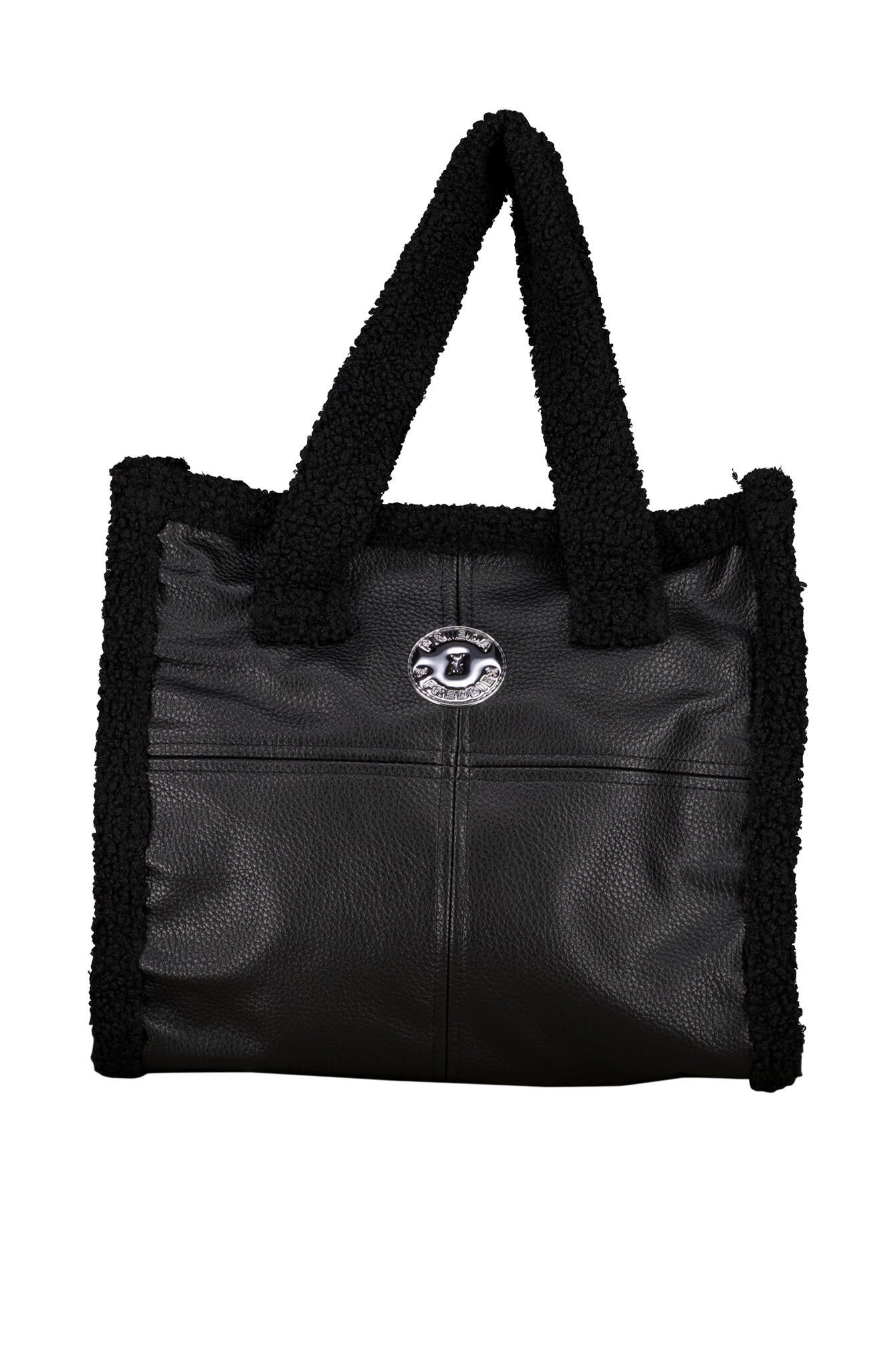 Handtasche in Leder-Optik - 99-black - Schwarz