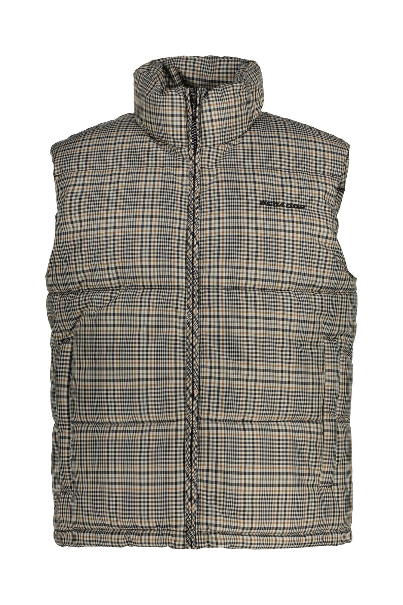 Steppweste mit Stehkragen - 584-Checked - Braun